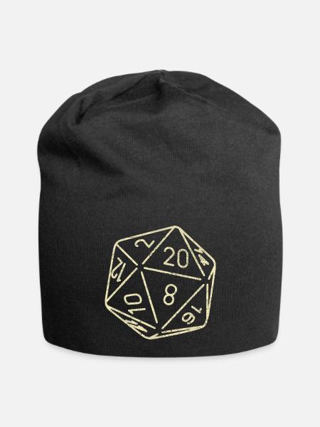 Dice Board Game 20 Sides Dungeons RPG Dragon - Jersey Beanie - black
