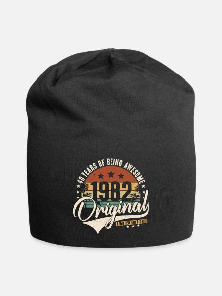 40 anniversaire né 1982 anniversaire rétro - Bonnet en jersey - noir
