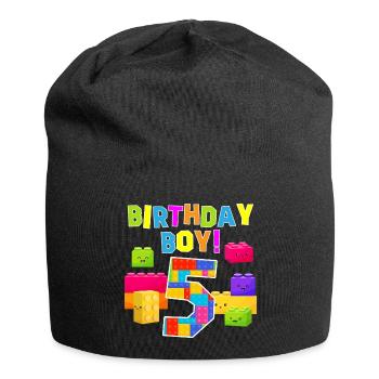 Geburtstagsjunge 5 Ziegelsteine 5. Geburtstag - Jersey-Beanie - Schwarz - Vorne
