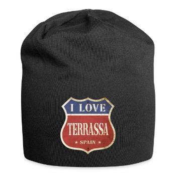 Terrassa Spanien Stadt I Love Vintage Retro - Jersey-Beanie - Schwarz - Vorne