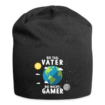 Am Tag Vater Bei Nacht Zocker Gaming Vatertag - Jersey-Beanie - Schwarz - Vorne