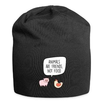 Poulet et cochon - les animaux sont amis - Bonnet en jersey - noir - Devant