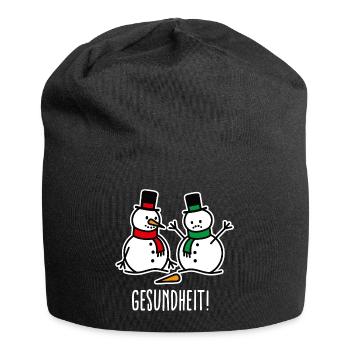 Gesundheit! lustige Schneemann Cartoon Weihnachten - Jersey-Beanie - Schwarz - Vorne