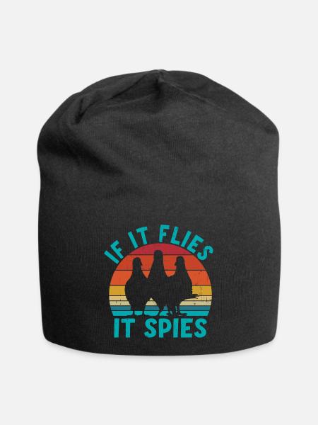 Wenn es fliegt, spioniert es - Jersey-Beanie - Schwarz