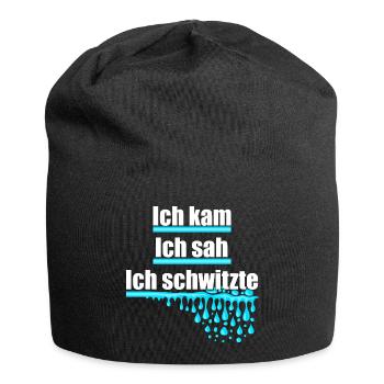 Ich kam, sah und schwitzte, Hitze, Schweiß, heiß - Jersey-Beanie - Schwarz - Vorne