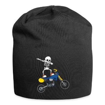 Dabbing Skeleton Motocross Motorcyclist Biker - Jersey Beanie - black - Front