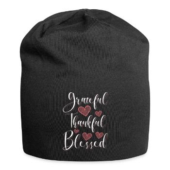 Kleeblatt Freude Liebe - Jersey-Beanie - Schwarz - Vorne