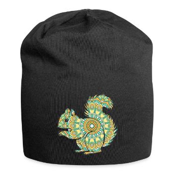 Mandala Eichhörnchen Geometrisches Muster Kunst - Jersey-Beanie - Schwarz - Vorne