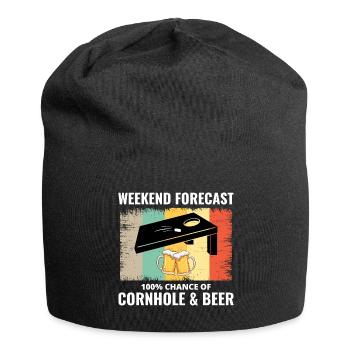 Cornhole Drinking Bean Bag Toss Jeu de pelouse en plein air - Bonnet en jersey - noir - Devant