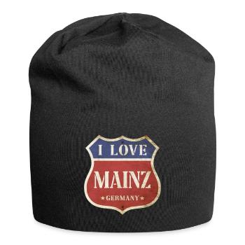 Mainz Deutschland Stadt I Love Vintage Retro - Jersey-Beanie - Schwarz - Vorne