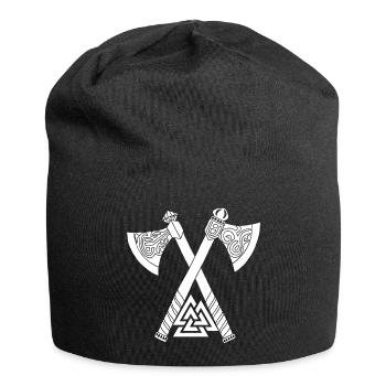 Haches et symbole viking blanc - Bonnet en jersey - noir - Devant