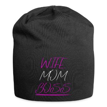 Wife Mom Boss Wife Mama Mother Gift - Jersey Beanie - black - Front
