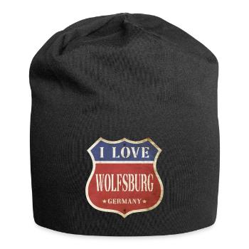 Wolfsburg Deutschland I Love Vintage Retro Schild - Jersey-Beanie - Schwarz - Vorne