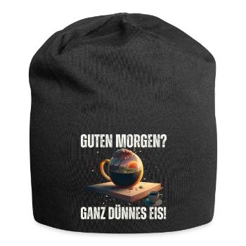 Guten Morgen Ganz dünnes Eis Lustiger witziger - Jersey-Beanie - Schwarz - Vorne