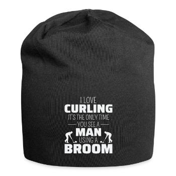 Curling Kehrfächer Winter Eissport Curler Lustig - Jersey-Beanie - Schwarz - Vorne