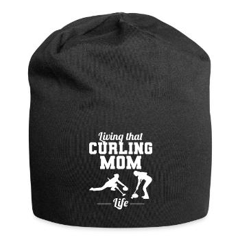 Curling Mama Winter Eissport Curler Muttertag - Jersey-Beanie - Schwarz - Vorne