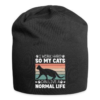 Katzen Katzenaugen Wildkatze - Jersey-Beanie - Schwarz - Vorne