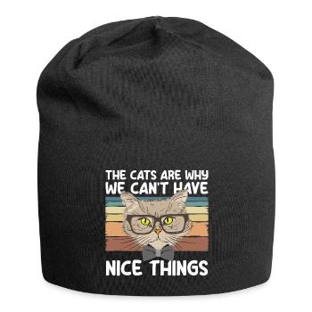 Chat Yeux de chat Ami Chat Maîtresse - Bonnet en jersey - noir - Devant