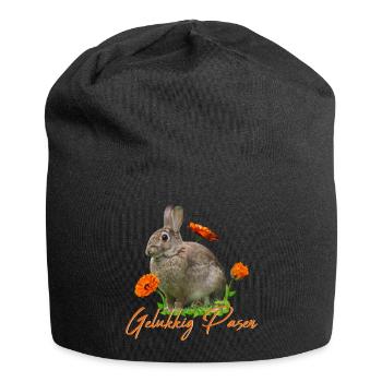gelukkig pasen Frohe Ostern - Jersey-Beanie - Schwarz - Vorne