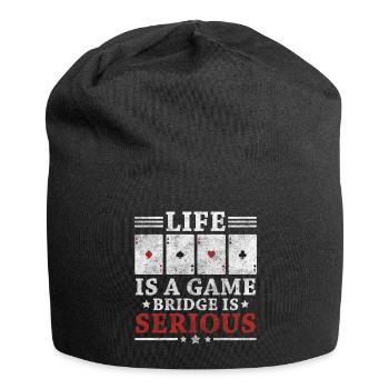 Kartenspiel Kartenspieler Blackjack Herz - Jersey-Beanie - Schwarz - Vorne