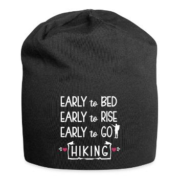 Early to Bed Early to rise Early to go Hiking - Jersey Beanie - black - Front