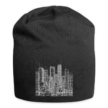 Grande métropole urbaine avec gratte-ciel - Lineart - Bonnet en jersey - noir - Devant