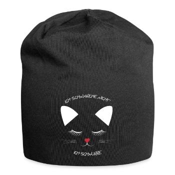 Ich schnarche nicht ich schnurre Katzengesicht - Jersey-Beanie - Schwarz - Vorne