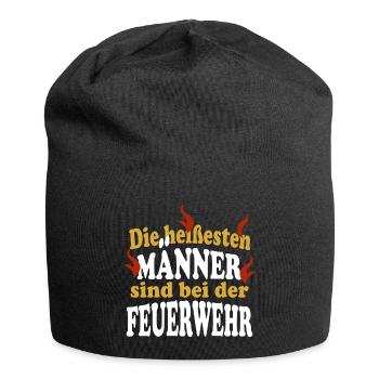 Die heißesten MÄNNER sind bei der FEUERWEHR - Jersey-Beanie - Schwarz - Vorne