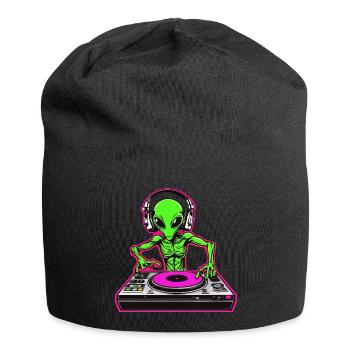 Incredibly cool: Neon Alien DJ for your party - Jersey Beanie - black - Front