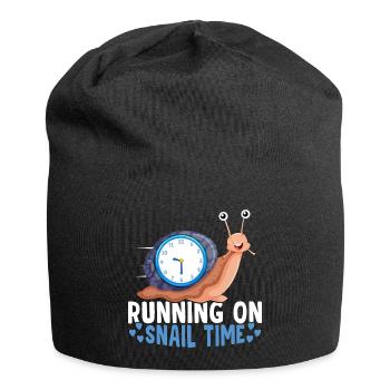 Snail lover runs on snail time - Jersey Beanie - black - Front