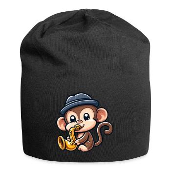Chimpanzé au saxophone - Bonnet en jersey - noir - Devant
