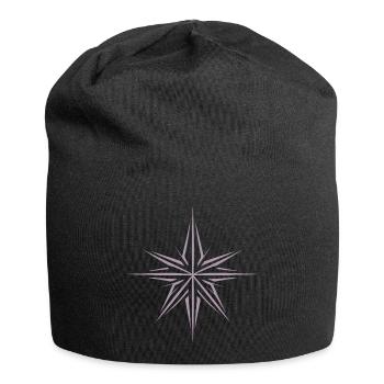 Minimalistischer Weihnachtsstern: Festliche - Jersey-Beanie - Schwarz - Vorne