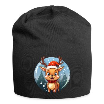 Niedliches Rentier - Jersey-Beanie - Schwarz - Vorne