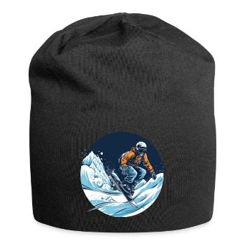 Snowboarding or skiing and then après ski - Jersey Beanie - black - Front