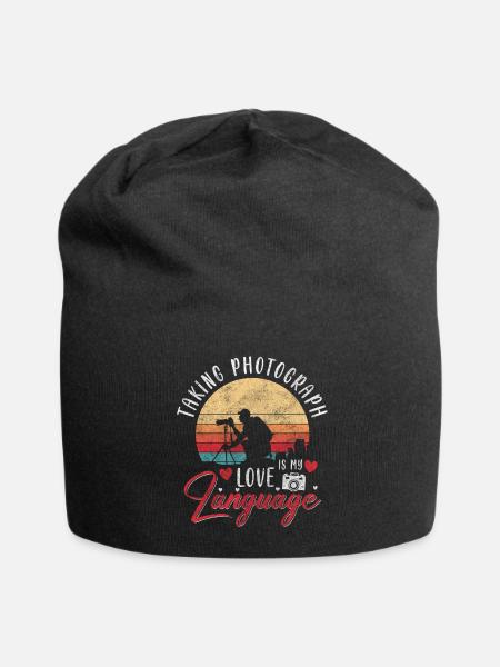 Kamera Fotografie Objektiv Herzschlag - Jersey-Beanie - Schwarz