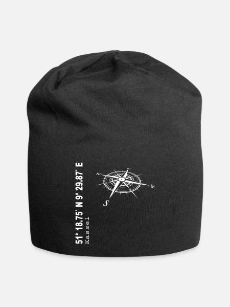 Koordinaten Kassel - Jersey-Beanie - Schwarz