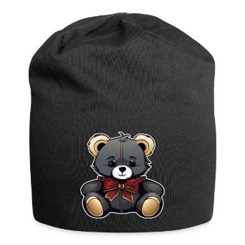 Cute Teddy Bear with Bow - Jersey Beanie - black - Front