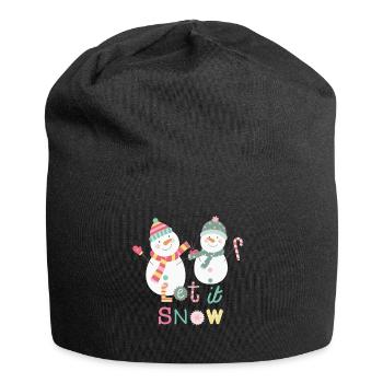 Fun Snowman Let It Snow Colorful Christmas - Jersey Beanie - black - Front