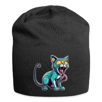 Chat extraterrestre cool avec trois yeux - Bonnet en jersey - noir - Devant