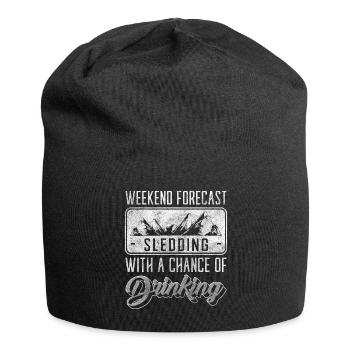 Rodeln Schnee Piste Winterurlaub - Jersey-Beanie - Schwarz - Vorne