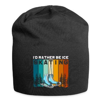 Eislaufen Schlittschuhe Kälte Eislauf - Jersey-Beanie - Schwarz - Vorne