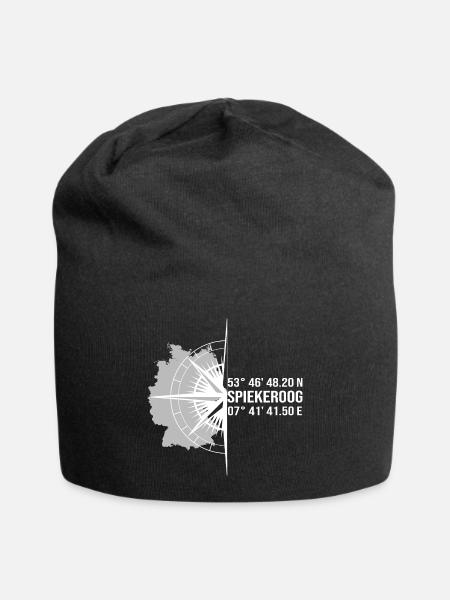 Koordinaten Spiekeroog - Jersey-Beanie - Schwarz