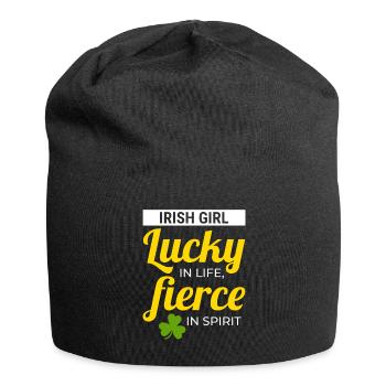 Irish Girl: Lucky & Fierce Humour - Jersey Beanie - black - Front