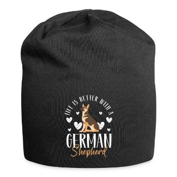 Schäferhund Herrchen Rassehund Deutsch - Jersey-Beanie - Schwarz - Vorne