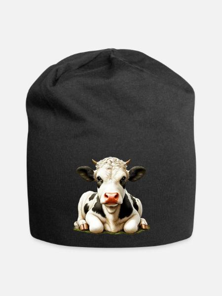 Kuh - Jersey-Beanie - Schwarz