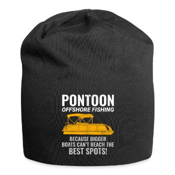 Pontoon Boat Motor Boating Offshore Fishing Funny - Jersey Beanie - black - Front