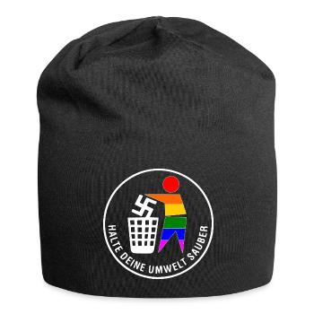 Gegen rechts - halte deine umwelt sauber - Jersey-Beanie - Schwarz - Vorne