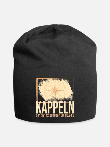 Kappeln Koordinaten - Jersey-Beanie - Schwarz