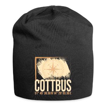 Cottbus Koordinaten - Jersey-Beanie - Schwarz - Vorne