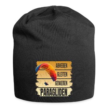 Abheben - Glaiten - Genießen - Paragliden - Jersey-Beanie - Schwarz - Vorne